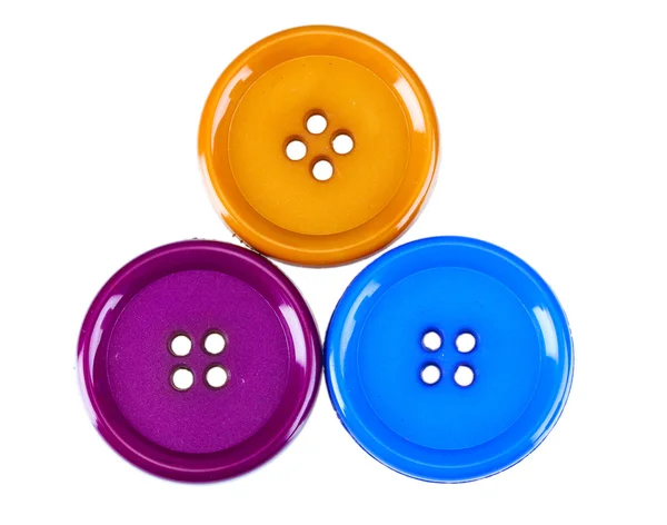Três botões de costura isolados no branco — Fotografia de Stock