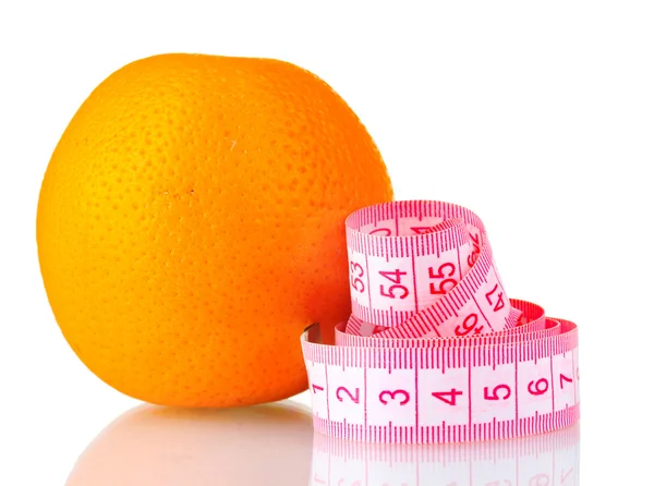 Nastro arancione e di misura isolato su bianco — Foto Stock