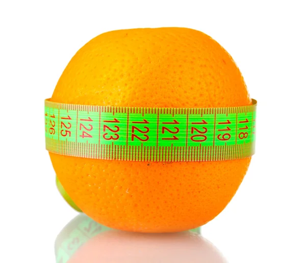 Oranžové a měřicí páska izolovaných na bílém — Stock fotografie