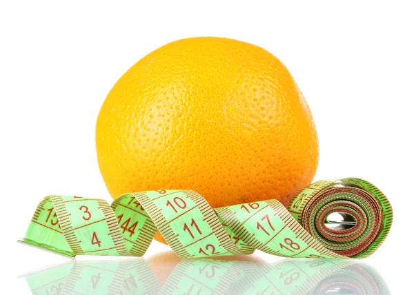 Orange och mäta tejp isolerad på vit — Stockfoto