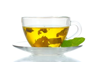 şeffaf fincan yeşil çay