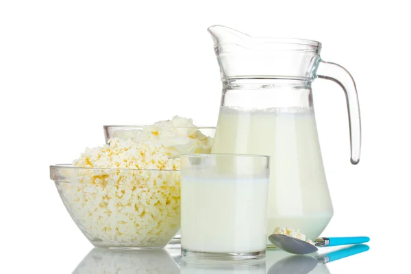 Creme fraiche, keso och mjölk — Stockfoto