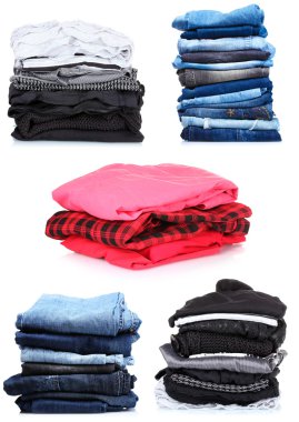 Collage of the piles of clothes clipart