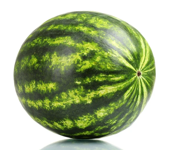 Reife gestreifte Wassermelone isoliert auf weiß — Stockfoto