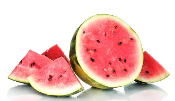Reife süße Wassermelone isoliert auf weiß — Stockfoto