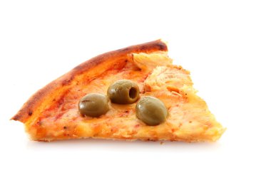 beyaz üzerine zeytin ile lezzetli pizza