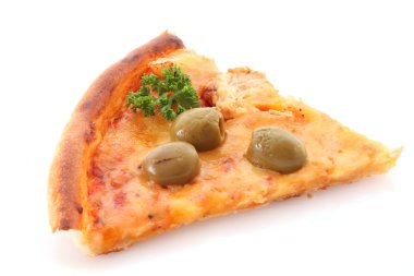 Beyaz zeytinli lezzetli pizza.