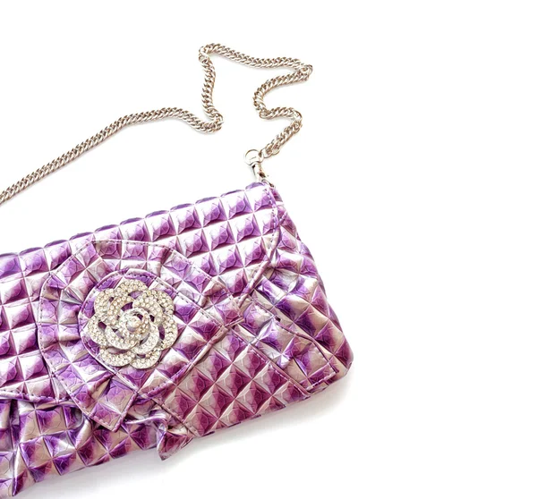 Фіолетовий гаманець на білому тлі — стокове фото