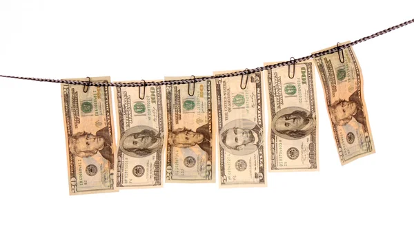 Washed money on the white — Stock Photo, Image