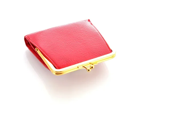 Червоні жінки гаманець на білому — стокове фото