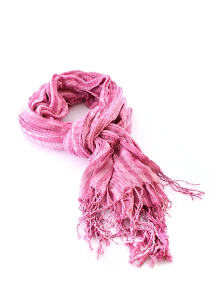 Рожевий жіночий шарф ізольований на білому тлі — стокове фото