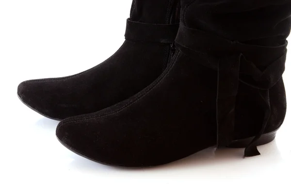 Czarne zamszowe buty na białym tle na białym tle — Zdjęcie stockowe