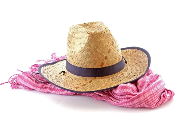 Szalik i kowbojski kapelusz na białym tle — Zdjęcie stockowe