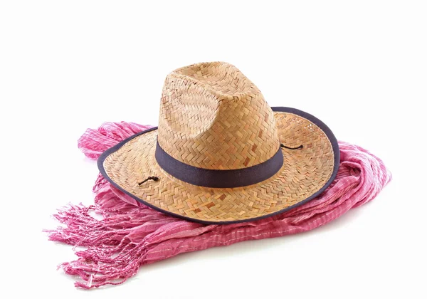 Cachecol e chapéu de cowboy em branco — Fotografia de Stock