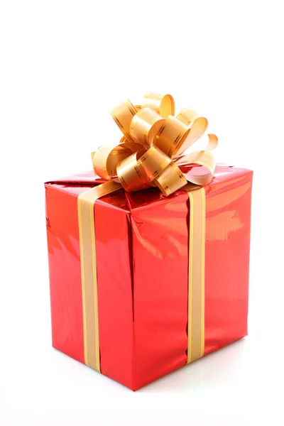 Κόκκινο κουτί δώρου Χριστουγέννων — Φωτογραφία Αρχείου