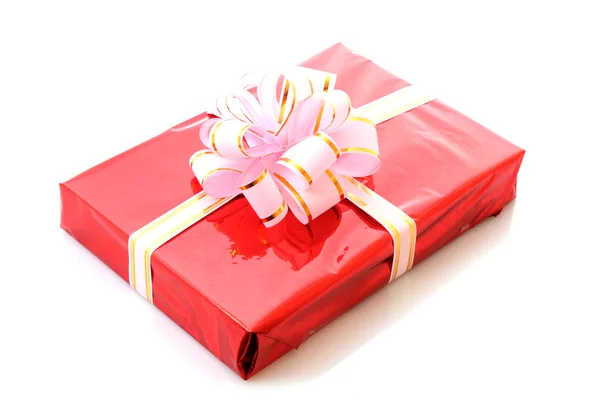 Κόκκινο κουτί δώρου Χριστουγέννων — Φωτογραφία Αρχείου