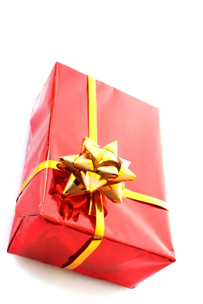 Červená vánoční dárková krabice — Stock fotografie