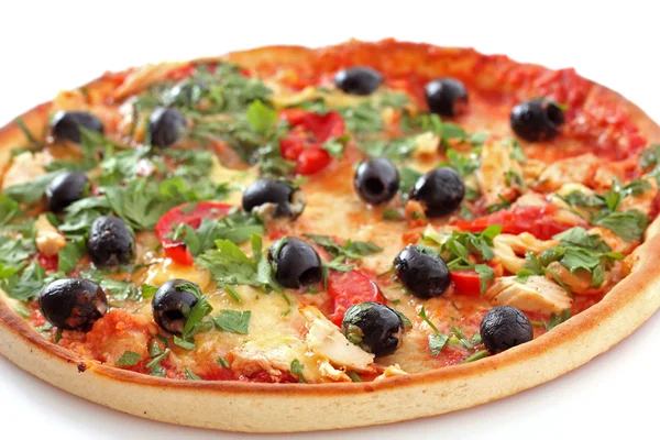 Ízletes pizza olajbogyó-fehér — Stock Fotó