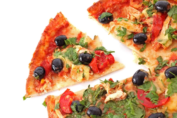 Tasty pizza with olives on white — Stock Photo, Image