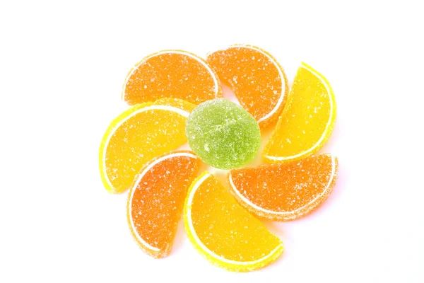 Color fruit jelly on white background — ストック写真