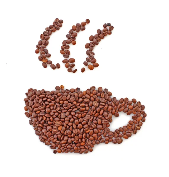 コーヒー豆と作られたカップ — ストック写真