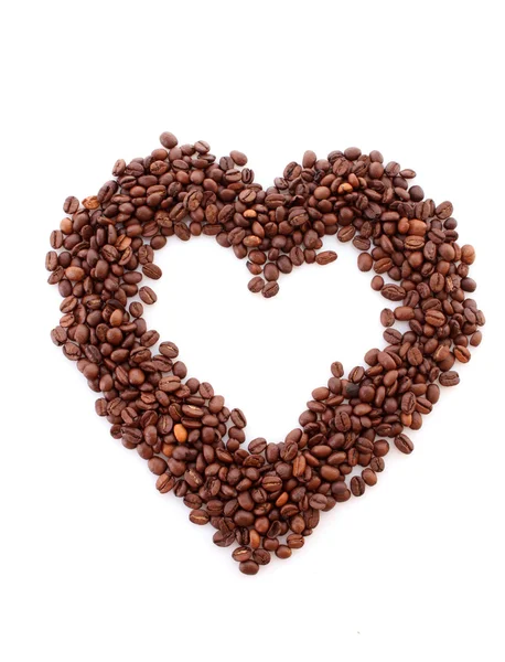 Chicchi di caffè nella forma di cuore — Foto Stock