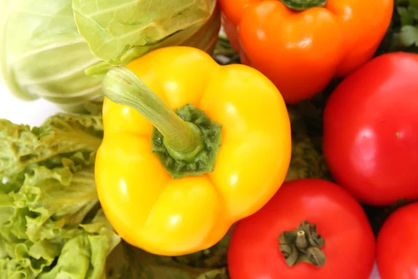 Beyaz arkaplanda farklı taze sebzeler — Stok fotoğraf