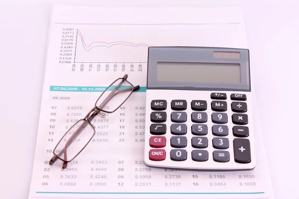 Obliczenia pieniędzy z kalkulatora — Zdjęcie stockowe