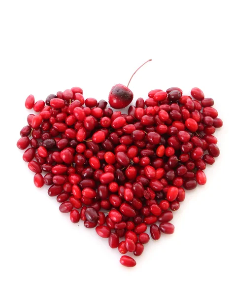Cranberries in heart shape — Stock Photo, Image