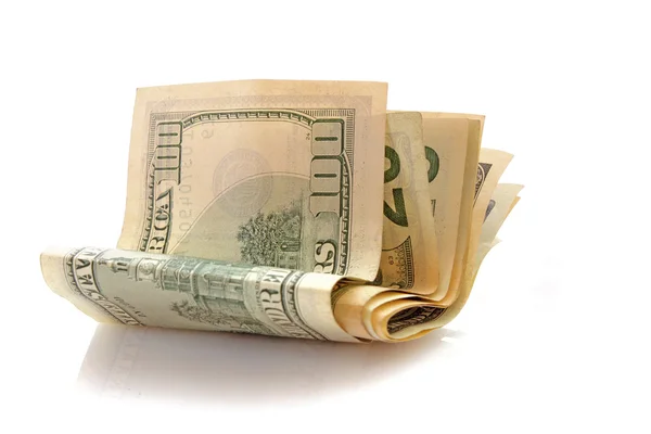 Beyaz arka planda dolar banknotları — Stok fotoğraf