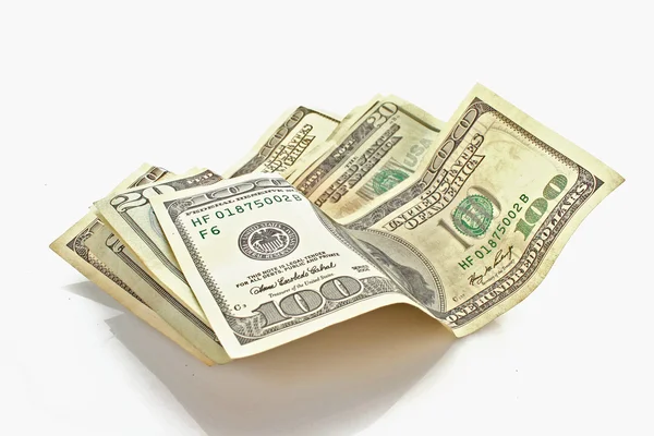 Beyaz arka planda dolar banknotları — Stok fotoğraf