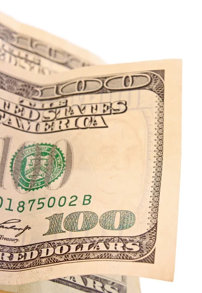 Dollarscheine auf weißem Hintergrund — Stockfoto