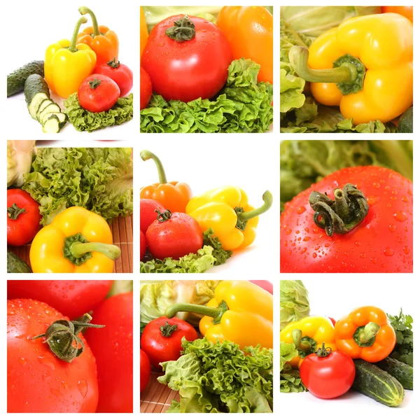 Collage hecho de diferentes verduras — Foto de Stock