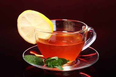 Tea with lemon and mint clipart