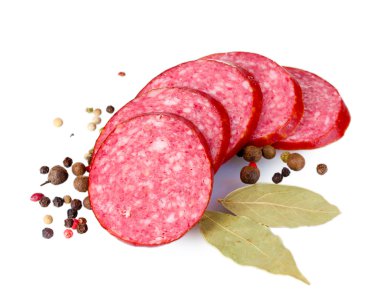 Tasty sausage and spices clipart