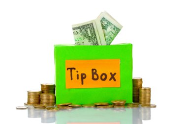 Tips box for money isolated on white clipart