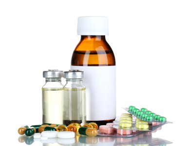 Medical bottles, ampoule and pills clipart