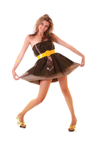 Gelukkig jong meisje in grappige jurk — Stockfoto