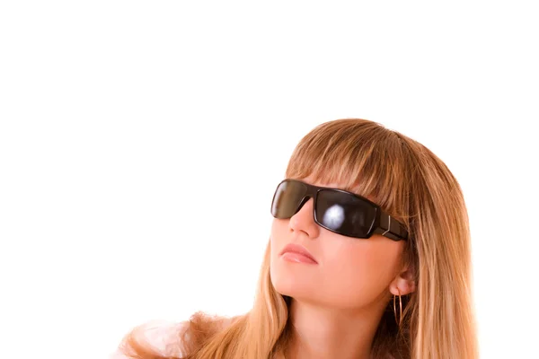 Beautiful happy young woman with sunglasses — Stock Photo, Image