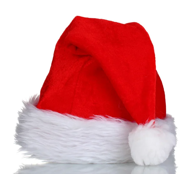 白い帽子に隔離されたクリスマスの帽子 — ストック写真