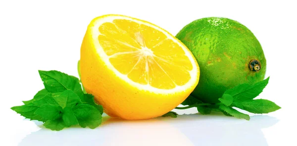 Čerstvá limeta, citronem a mátou — Stock fotografie