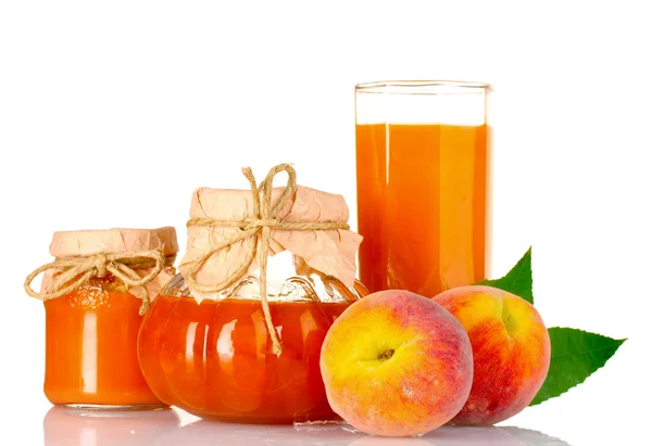 Вкусный джем, сок и персик — стоковое фото