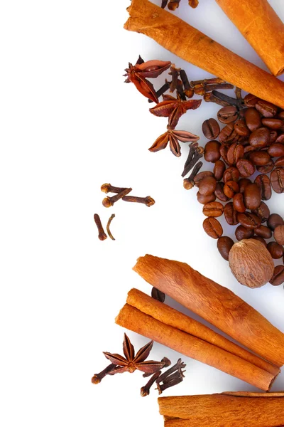 Cinnamon, coffee and spices — Stock Photo, Image