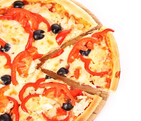Pizza s olivami a rajčaty closeup — Stock fotografie