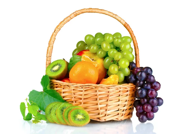 Ripe juicy fruits in basket — Stock Photo, Image