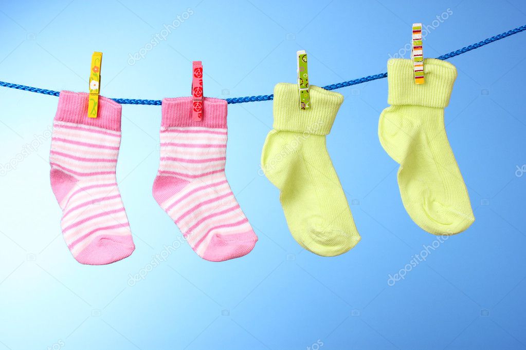 Children's socks on a rope Stock Photo by ©belchonock 7294818
