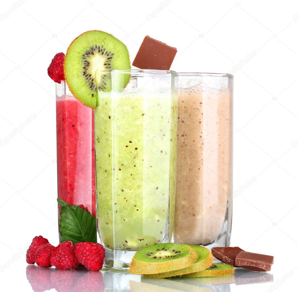 Delicious fruit smoothies and fruits