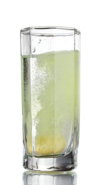 Glass with tablet in water with bubbles clipart