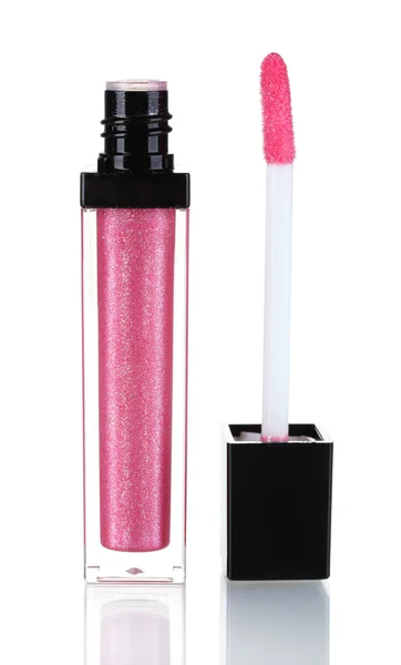 Αρκετά ροζ lip gloss που απομονώνονται σε λευκό — Φωτογραφία Αρχείου