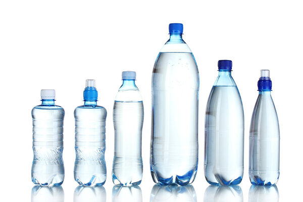 Group plastic bottles of water